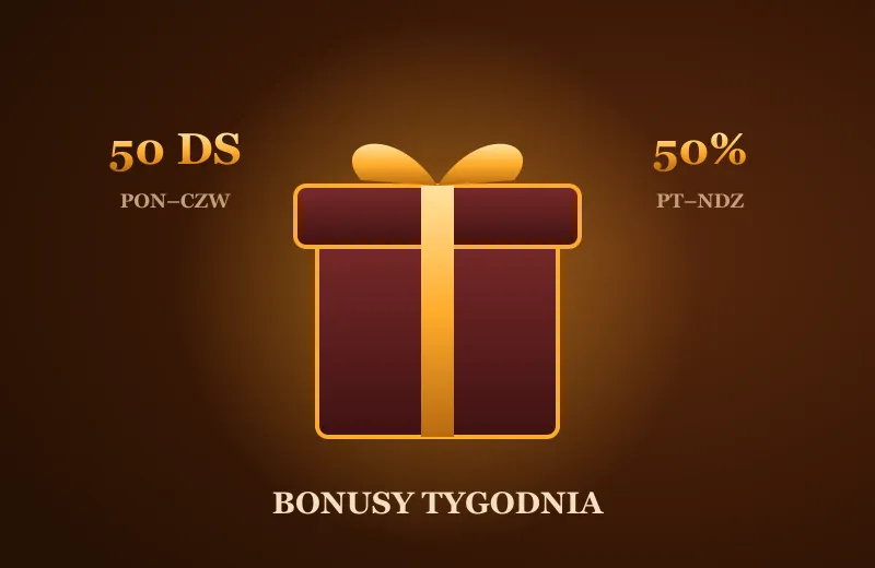 Bonusy tygodnia Mafia Casino Prezent z kokardą: 50 DS od poniedziałku i 50% w weekend